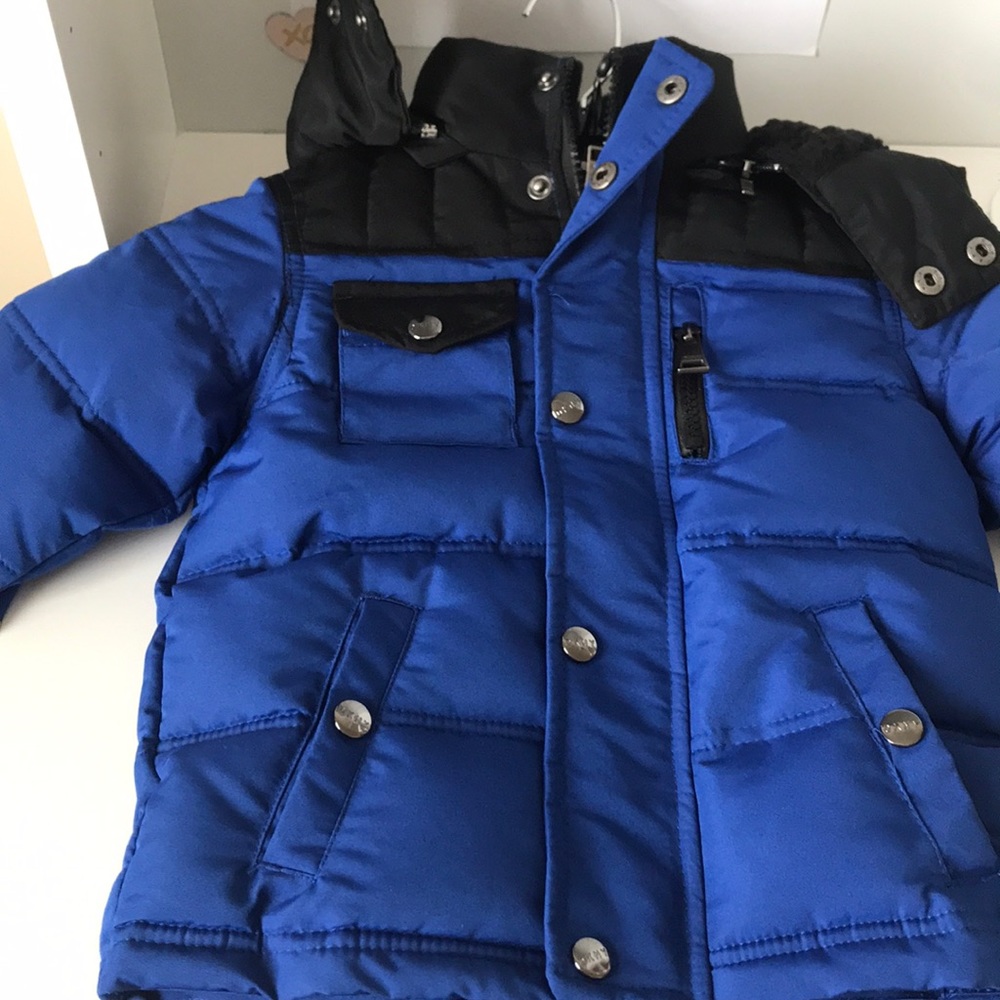 Boys DKNY hooded bubble coat with detachable hood